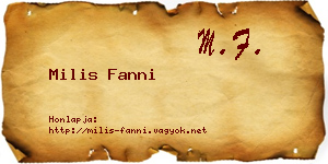 Milis Fanni névjegykártya